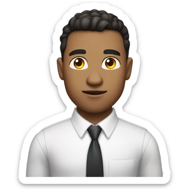 a mid muscular lightskin guy wearing a white shirt with a tie and crossing his arms front sticker