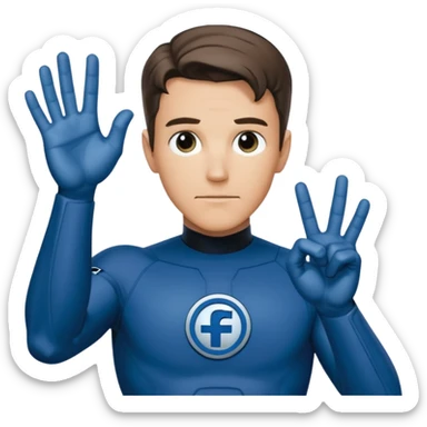 Reed Richard’s from the Fantastic 4 holding up 4 fingers out in front of himself  sticker