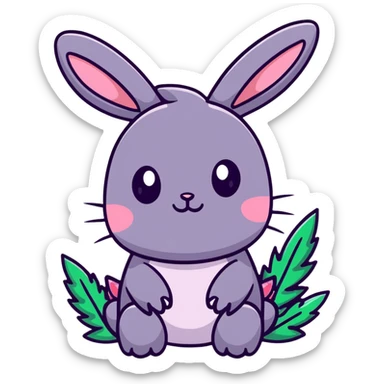 Kawaii bunny plant dragon with tiny spikes, extremely cute, giant sparkly eyes, blushing cheeks, pastel colors, small mouth, adorable expression sticker