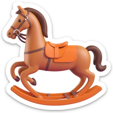 rocking horse, 3D, Hermès orange, leather texture, premium, no text sticker