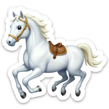 Creat a white horse running sticker