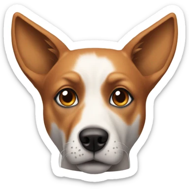 Dog that has ears that looks like a fox's, with one brown and one blue eye and a hoodie put on sticker