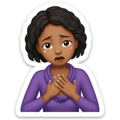 A black girl with her hands around her neck fake strangling herself while crying  sticker