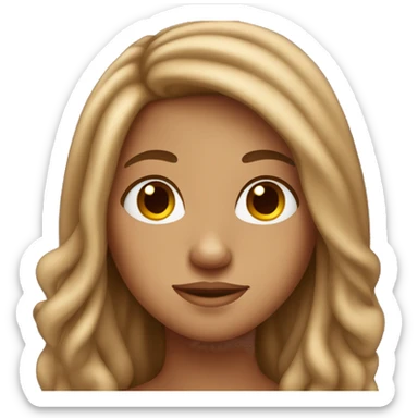 Tan girl with long brown hair and freckles  sticker