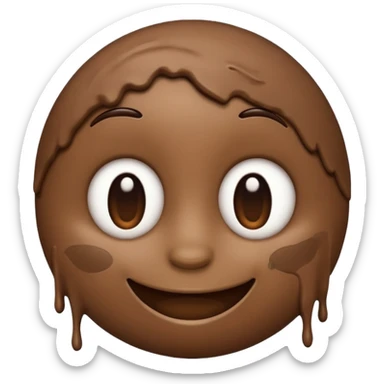 smiling brown mud emoji with a subtle smile, soft highlights, in the style of iPhone (Apple) emojis sticker