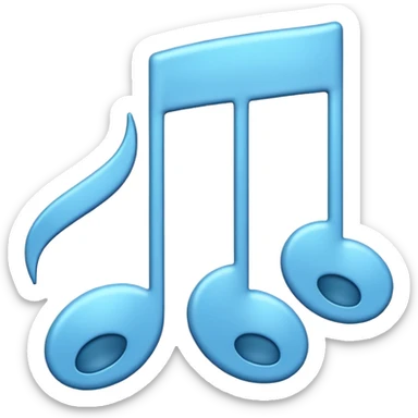 Emoji-style music note with two smaller music notes, rounded and playful, soft shading - playing music on repeat sticker