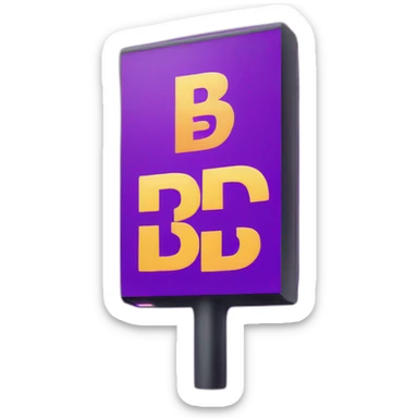 Purple vertical led sign that says B.C.D. sticker