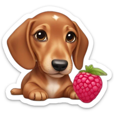 baby dashund with a raspberry necklace sticker