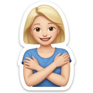 arms crossed holding neck laughing sticker