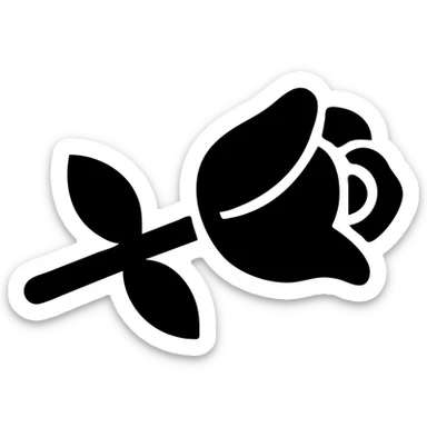 yellow rose laying on its side, minimal flat icon style sticker