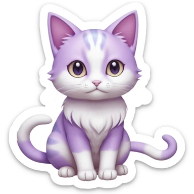 Smooth soft furry hyper-realistic elegant pretty beautiful gorgeous innocent precious divine cute slim anime-styled pastel-violet and white Cat-Pokémon-Fakémon-Digimon-hybrid-fusion-creature (full body) sticker