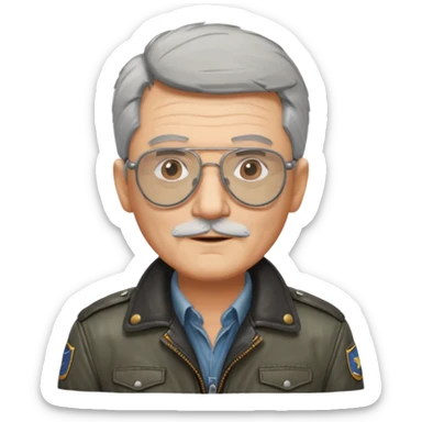 an old civil pilot without mustache sticker