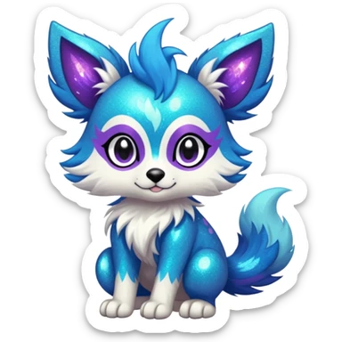 Cool cute Kawaii edgy fantasy animal sparkle fursona Fionbri creature by griffsnuff & LiLaiRa & Falvie full body sticker