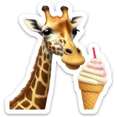 Giraffe eating ice cream  sticker