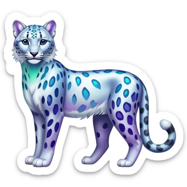 Colorful vibrant transparent iridescent luminescent ethereal fantasy-lynx-snow-leopard-animal, full-body sticker