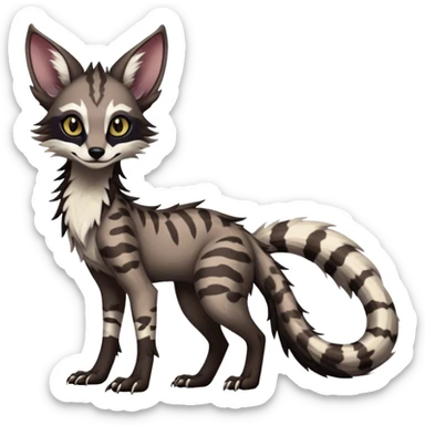 Cute Realistic Feral Rare Fantasy dark Vernid-Sergal-Genet-Trico-species by LiLaiRa, random markings, tufted tail, tufted ears, full body sticker