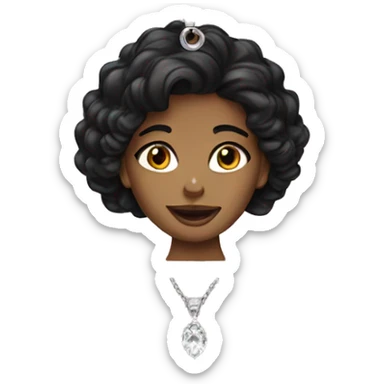 black-haired girl portrait jewelry sticker