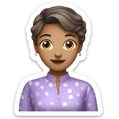 A young woman with lavender kurti white spots saying bye sticker