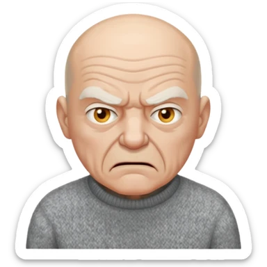 Old man, angry, sweater, bald
 sticker
