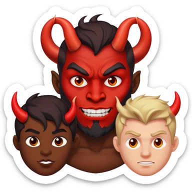 A throuple that consists of a demon male, a bbw ebony woman, and a white male. sticker