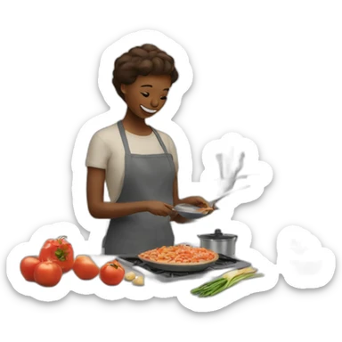 Someone making a dinner at home sticker