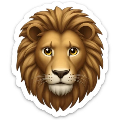Lion fourrure marron crinière marron foncée yeux verts sticker