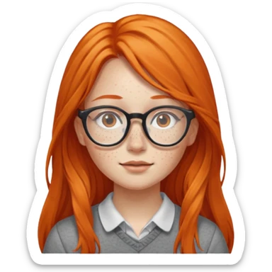 Girl with long orange hair and glasses sticker