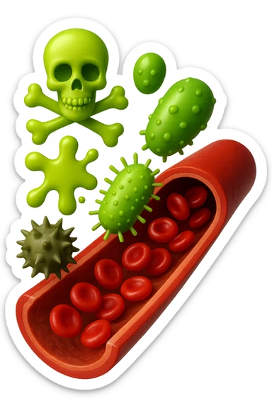 EMOJI STILE IPHONE 3D DI tossine e batteri che entrano in una vena umana E FALLO MOLTO REALISTICO IN 3D sticker