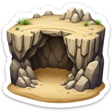 generate realistic detailed cave in 3d style with sand  sticker