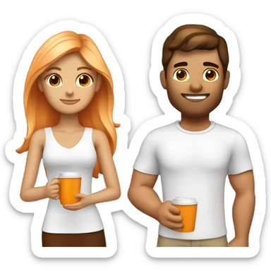 pareja de una chica con piel clara y cabello naranja y un chico con piel morena y pelo café  sticker
