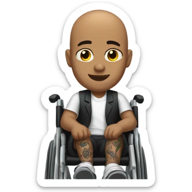 Bald man with tattoos in wheelchair  sticker
