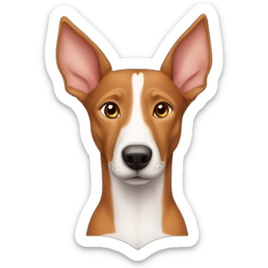 Chico con pelo corto con podenco marrón sticker