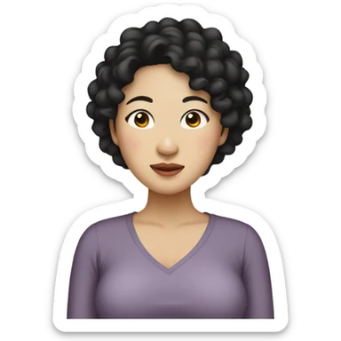Asian women with black curly hair pregnant  sticker