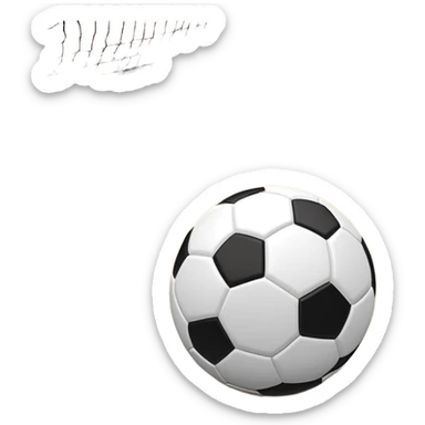 A mini football (futsal) ball placed on the court, with the goals and boundary lines visible in the background. The scene captures the fast-paced nature of the sport, with the compact indoor court and a focus on the ball ready for action. sticker
