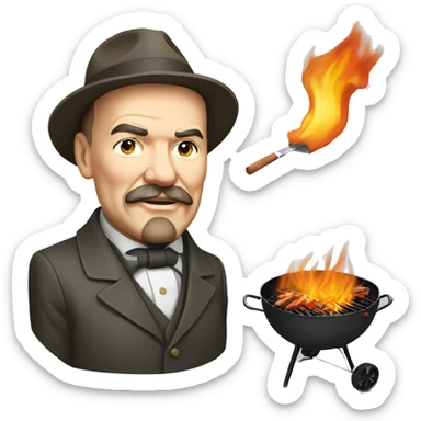 Lenin to roast a barbecue sticker
