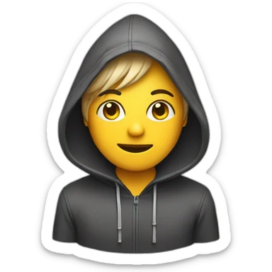 video editor sitted on pc wearing a hood sticker