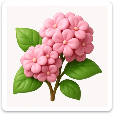 3D iOS style emoji with pink flowers and green leaves sticker