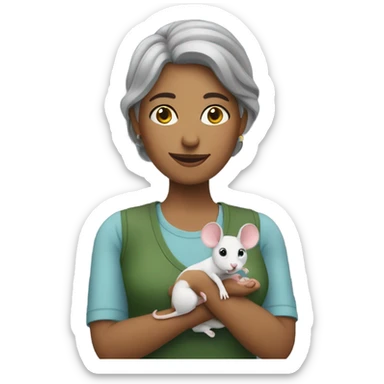 My wife holding a mouse sticker