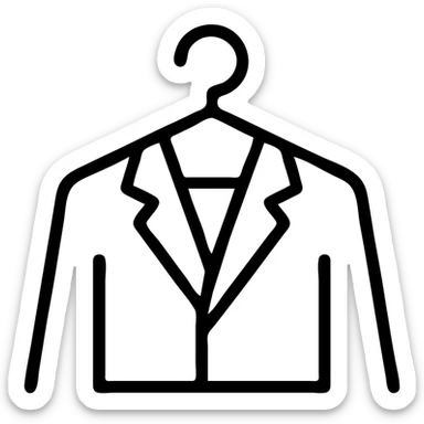 Minimalist clothes hanger icon with a blazer or collared shirt – symbol of professional outfits and style planning sticker