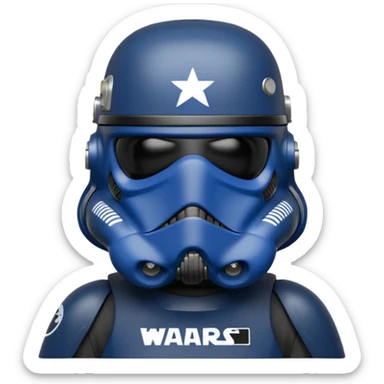 a blueberry wearing a black Star Wars Death Trooper helmet sticker