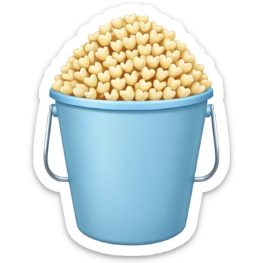 Popcorn with a baby blue colored popcorn bucket sticker