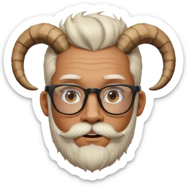 man with goat horn and eyeglasses sticker