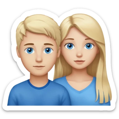 Couple blond boy bleu eyes and his girlfriend long brunette hair and blue eyes  sticker
