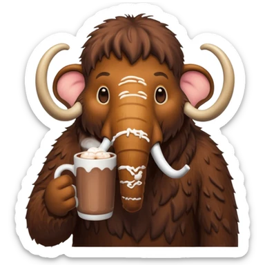 A mammoth who drinks a hot chocolate sticker