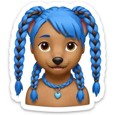 blue haired dog with braids sticker