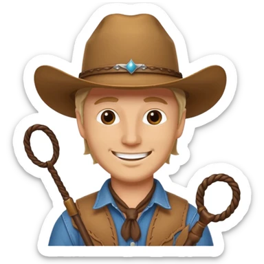 Give this emoji 🤠 a whip make it a white guy  sticker