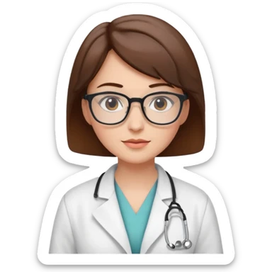 female doctor short brown hair with glasses sticker