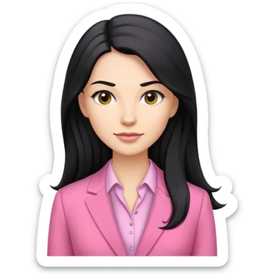 Business chlothes pink woman caucasian long black hair girl sticker