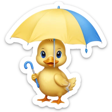 baby Duck holding white umbrella sticker