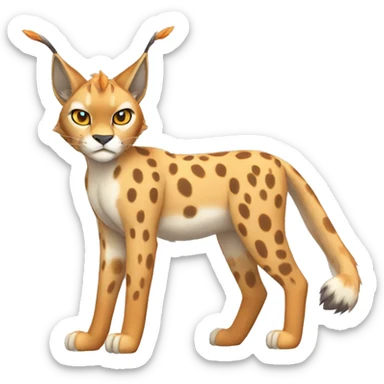 spotted Lynx-Caracal-Fakemon-hybrid with orange points full body sticker